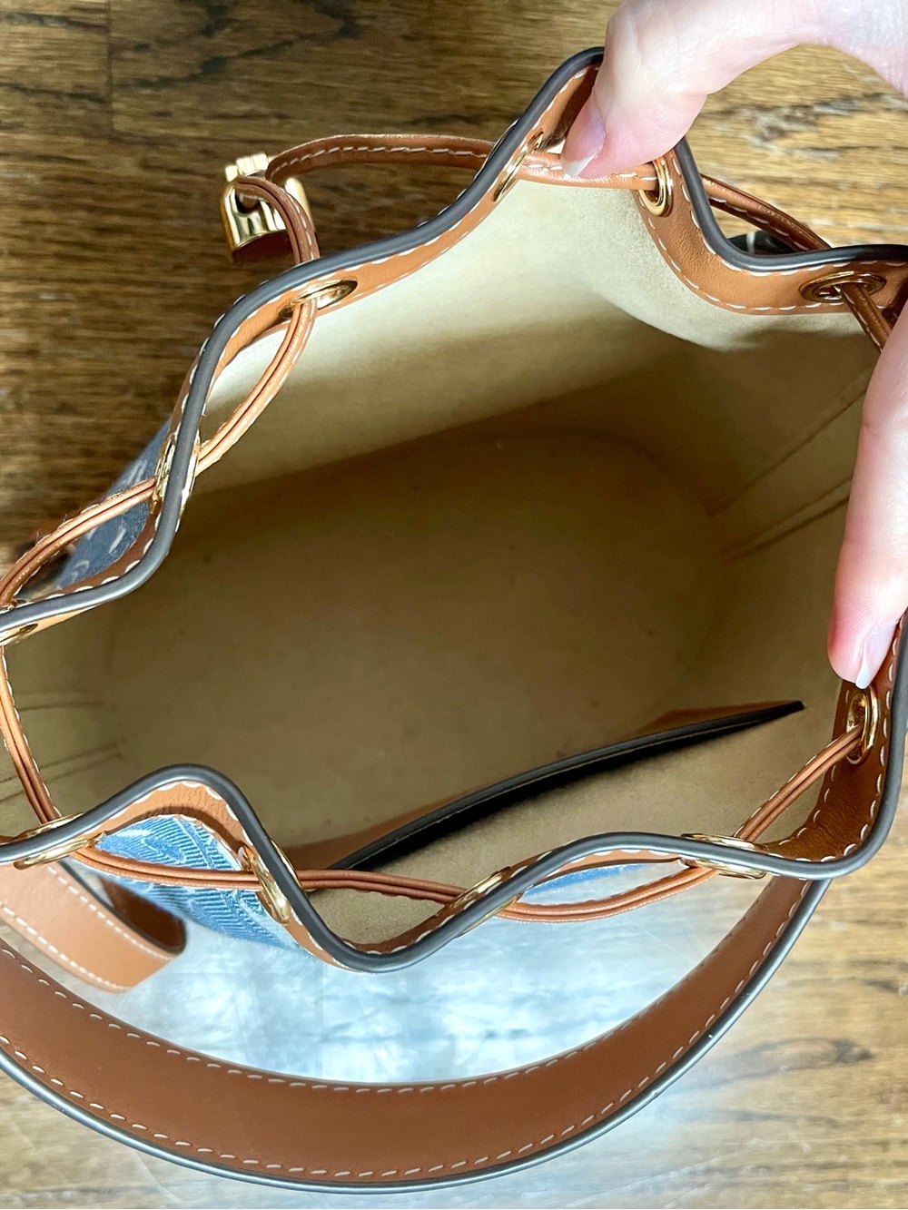 Tory Burch Monogram Bucket Bag - Picture 9 of 14
